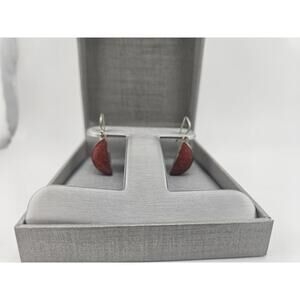 Sterling Silver Red Sponge Coral Drop Earrings